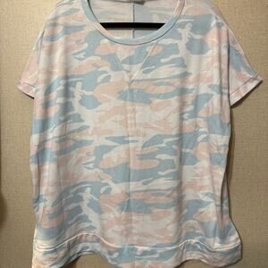pink and blue camo blouse